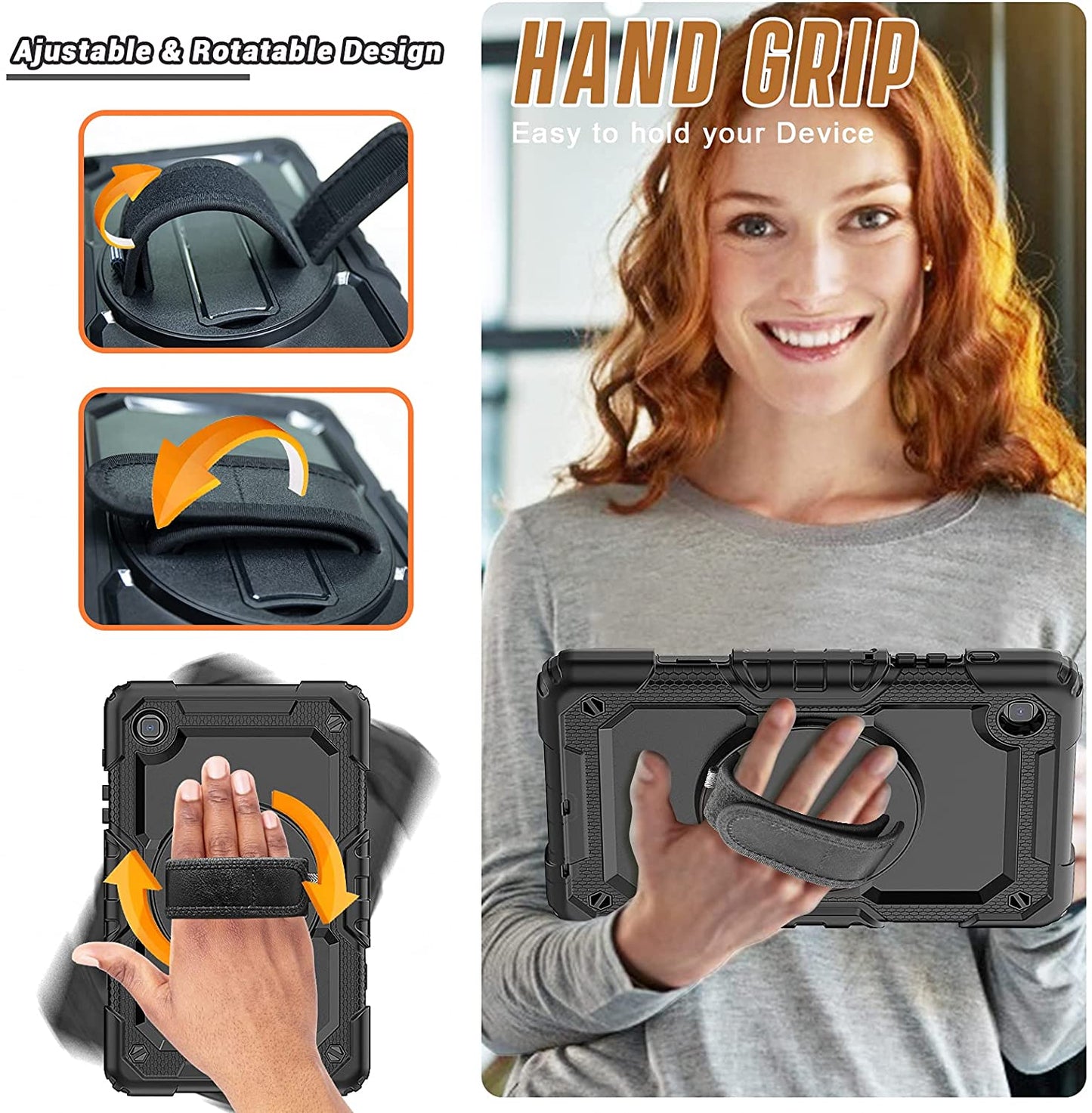 Samsung Galaxy Tab A7 Lite Case 2021 with Screen Protector | Tab A7 Lite 8.7 Inch SM-T225/T220 Full Body Shockproof Durable Rugged Rubber Protective Case W/Hand Strap Shoulder Strap