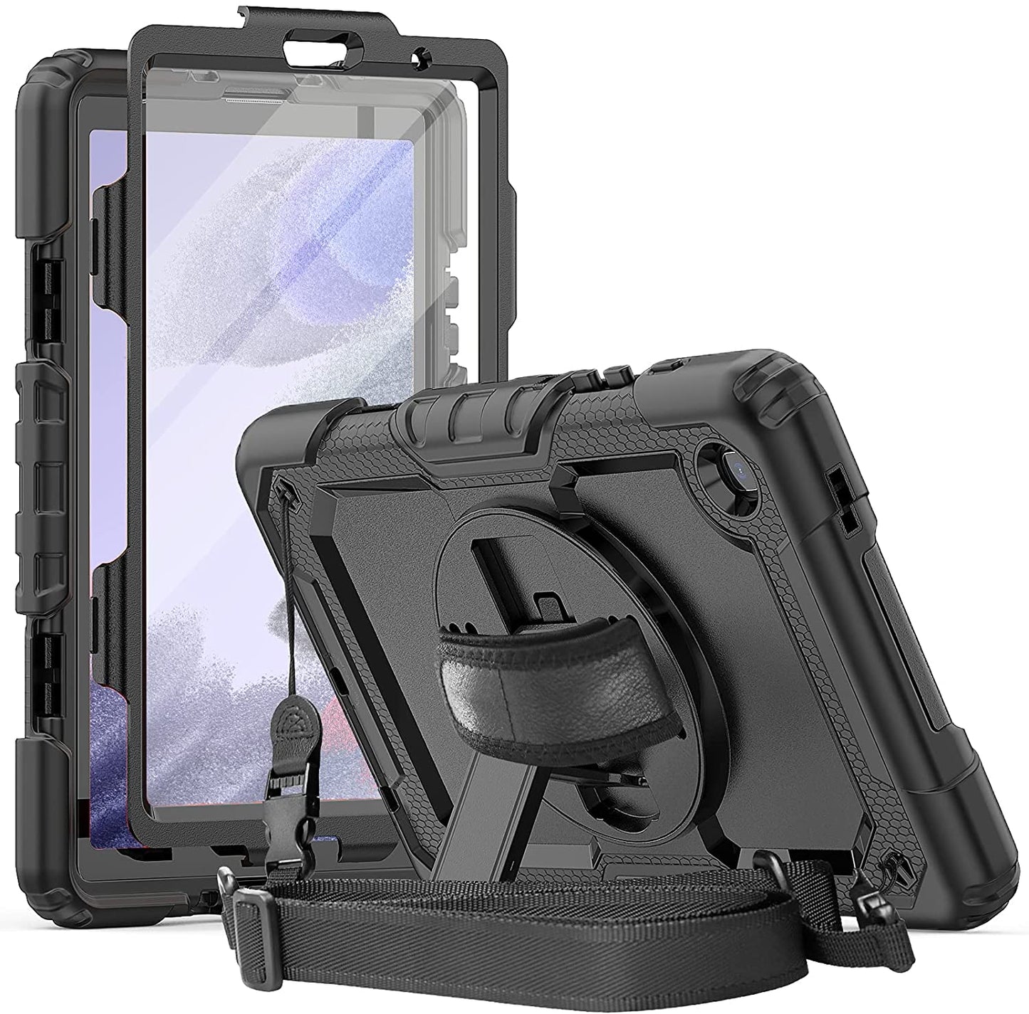 Samsung Galaxy Tab A7 Lite Case 2021 with Screen Protector | Tab A7 Lite 8.7 Inch SM-T225/T220 Full Body Shockproof Durable Rugged Rubber Protective Case W/Hand Strap Shoulder Strap
